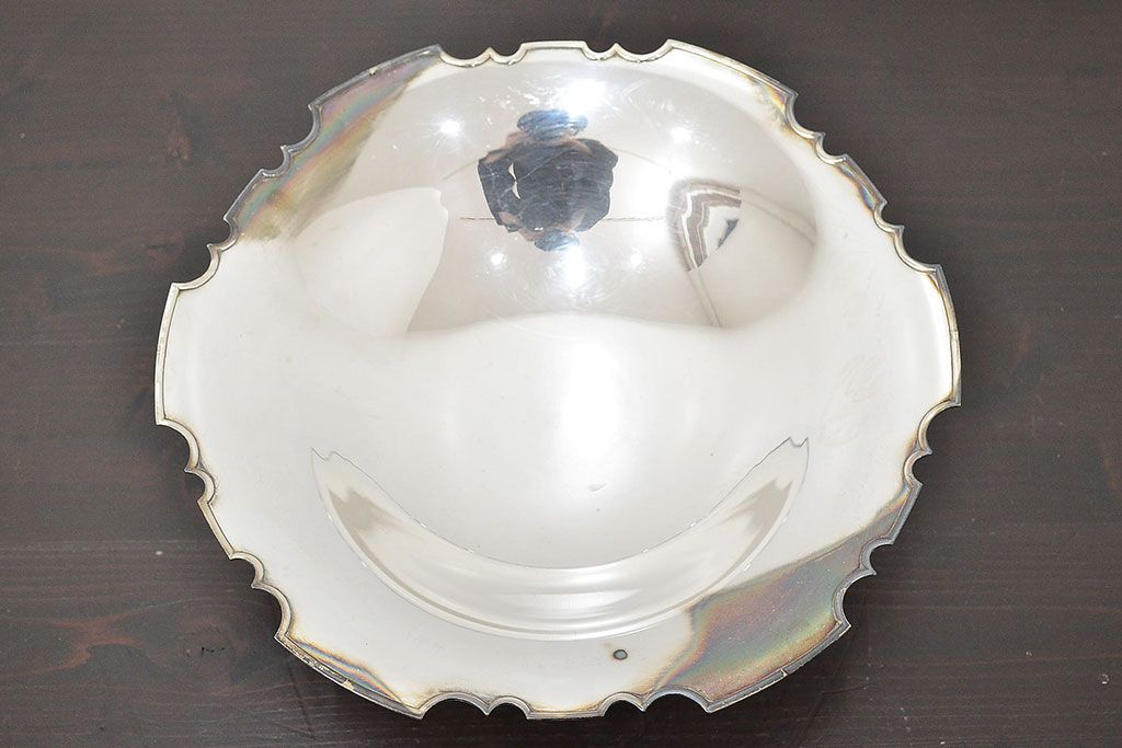 昭和初期　純銀製　コンポート　重量690g(三越、お皿)(R-046804)