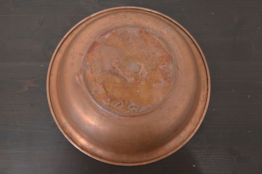 古い　銅製　洗面器　重量650g(アンティーク、レトロ、ビンテージ)(R-046810)