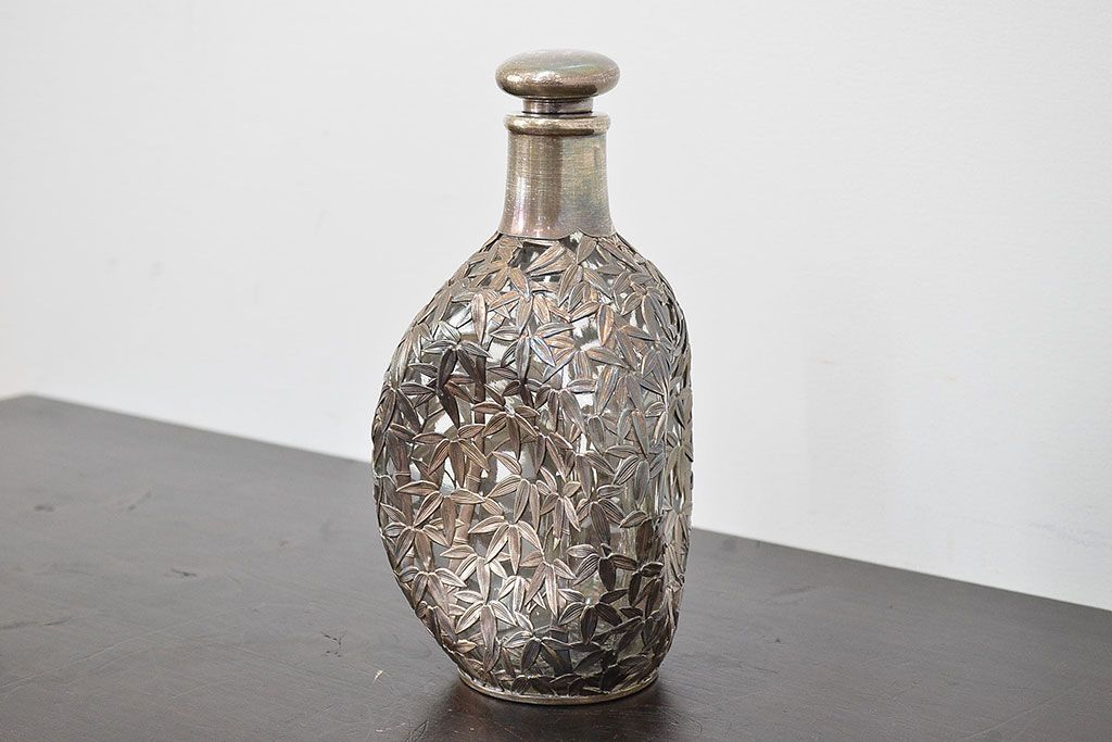 STERLING　SILVER　銀製　竹の図　透かし　デカンタ(重量790g)(R-046811)