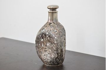 STERLING　SILVER　銀製　竹の図　透かし　デカンタ(重量790g)(R-046811)