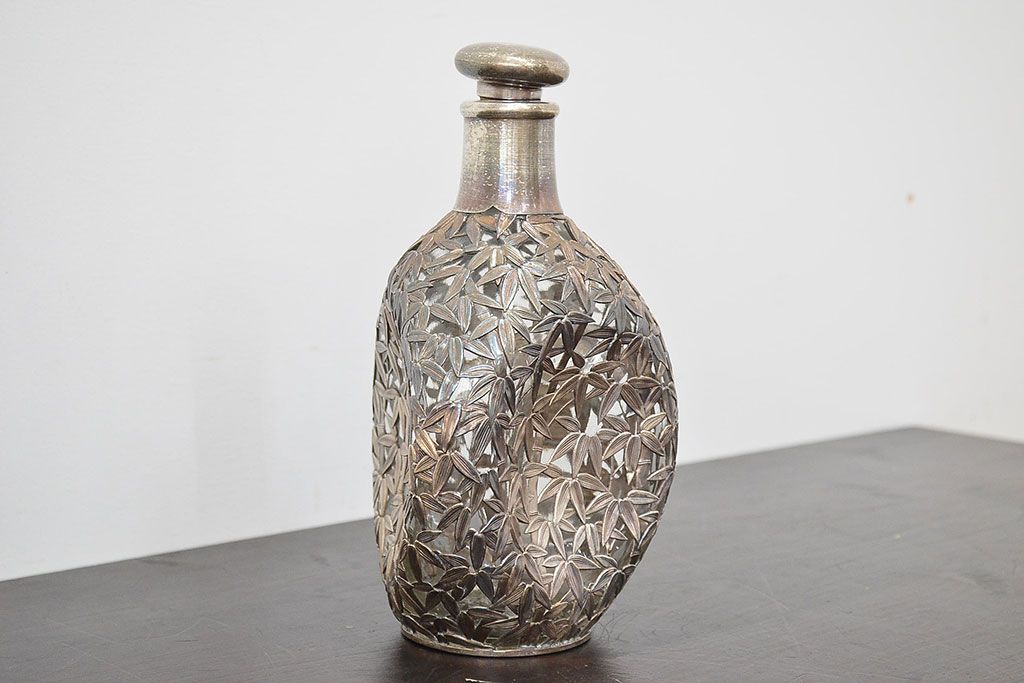 STERLING　SILVER　銀製　竹の図　透かし　デカンタ(重量790g)(R-046811)