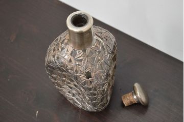 STERLING　SILVER　銀製　竹の図　透かし　デカンタ(重量790g)(R-046811)