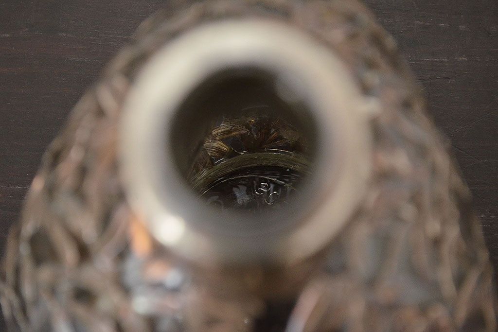 STERLING　SILVER　銀製　竹の図　透かし　デカンタ(重量790g)(R-046811)