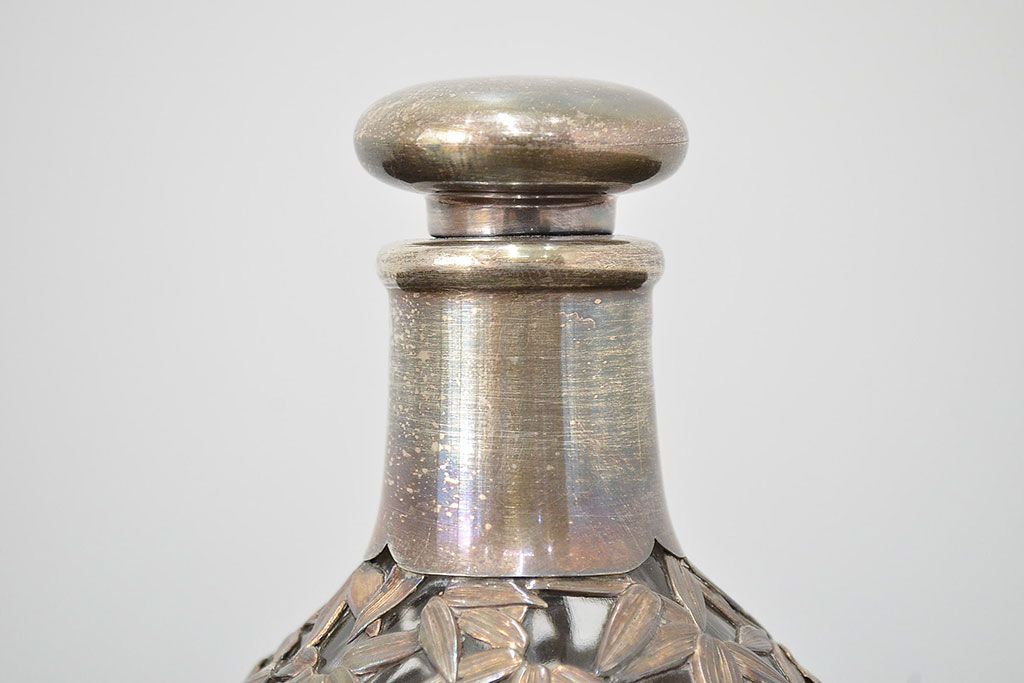 STERLING　SILVER　銀製　竹の図　透かし　デカンタ(重量790g)(R-046811)