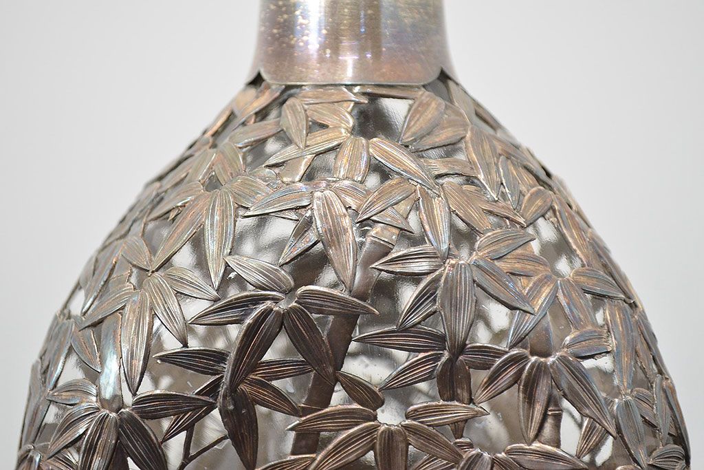 STERLING　SILVER　銀製　竹の図　透かし　デカンタ(重量790g)(R-046811)