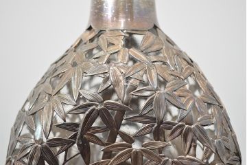 STERLING　SILVER　銀製　竹の図　透かし　デカンタ(重量790g)(R-046811)
