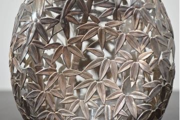 STERLING　SILVER　銀製　竹の図　透かし　デカンタ(重量790g)(R-046811)