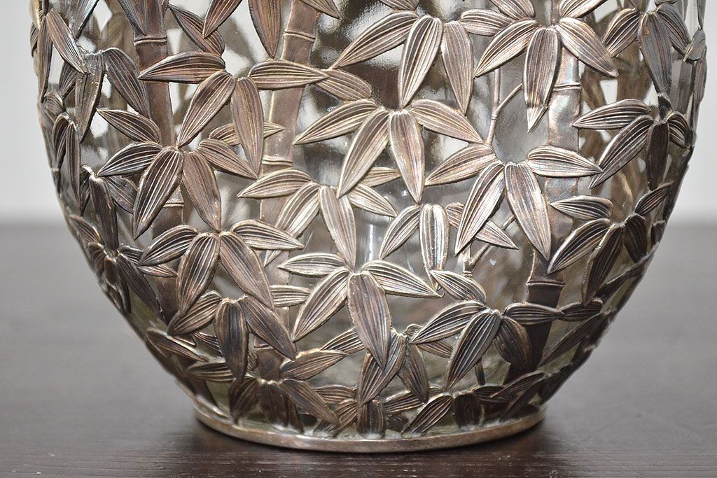 STERLING　SILVER　銀製　竹の図　透かし　デカンタ(重量790g)(R-046811)