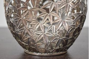 STERLING　SILVER　銀製　竹の図　透かし　デカンタ(重量790g)(R-046811)