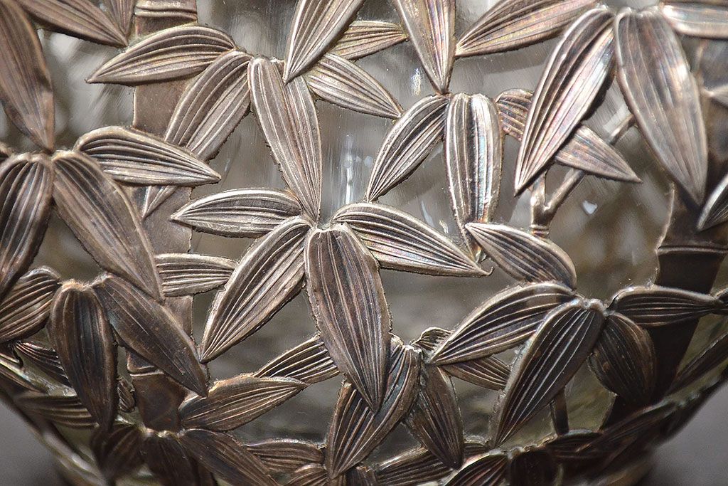 STERLING　SILVER　銀製　竹の図　透かし　デカンタ(重量790g)(R-046811)