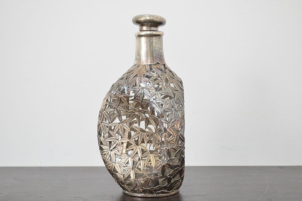STERLING　SILVER　銀製　竹の図　透かし　デカンタ(重量790g)(R-046811)