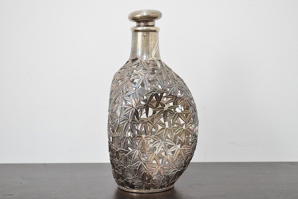 STERLING　SILVER　銀製　竹の図　透かし　デカンタ(重量790g)(R-046811)