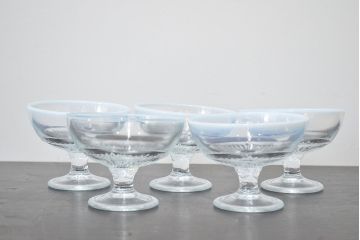 昭和レトロ　当時物　乳白暈し　氷コップ5個セット(プレスガラス)(R-046812)