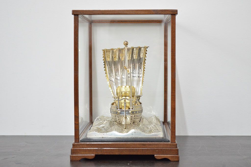 銀製　宝船　置物(彫金、シルバー、1765g)　クラウン70ミリ映写機完成記念(R-046814)