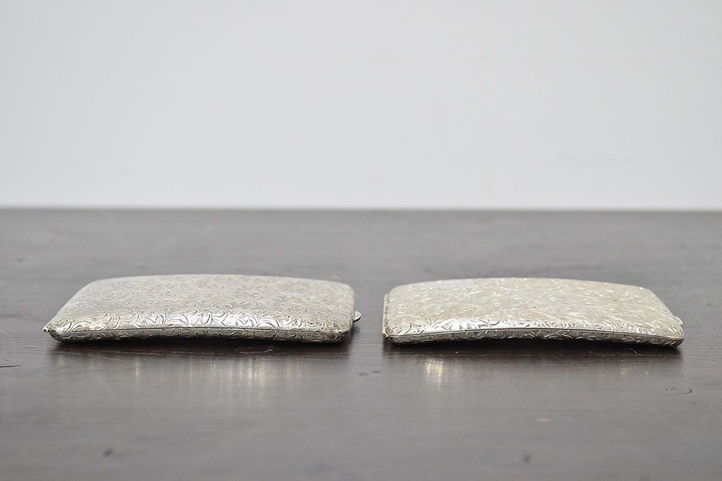 アンティーク　スターリングシルバー950　シガレットケース2点(唐草、彫金)(R-046815)