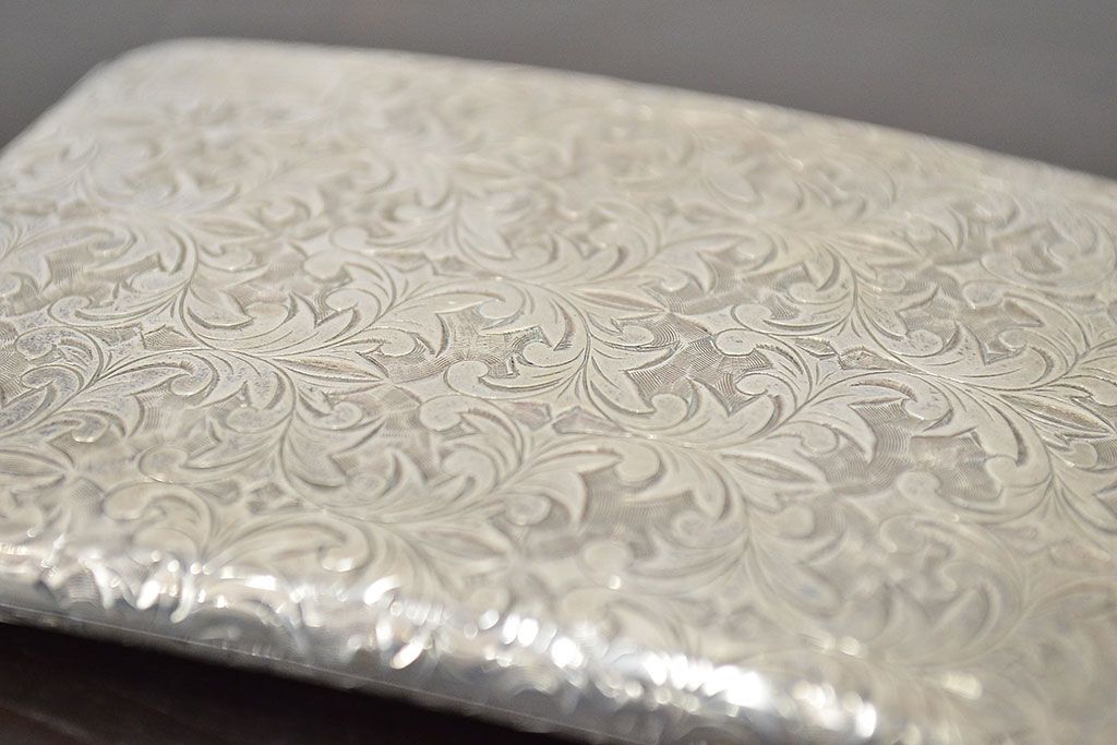 アンティーク　スターリングシルバー950　シガレットケース2点(唐草、彫金)(R-046815)