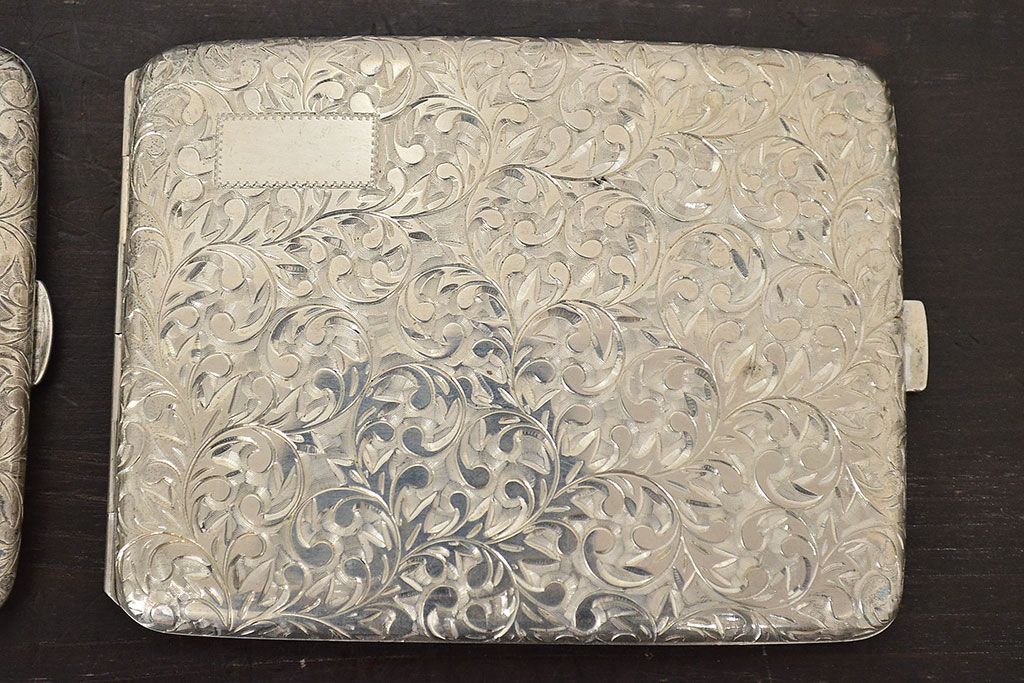 手彫り シルバー 950 純銀製 シガレットケー アンティーク シルバー 950 純銀製 シガレットケース アンティーク タバコケース