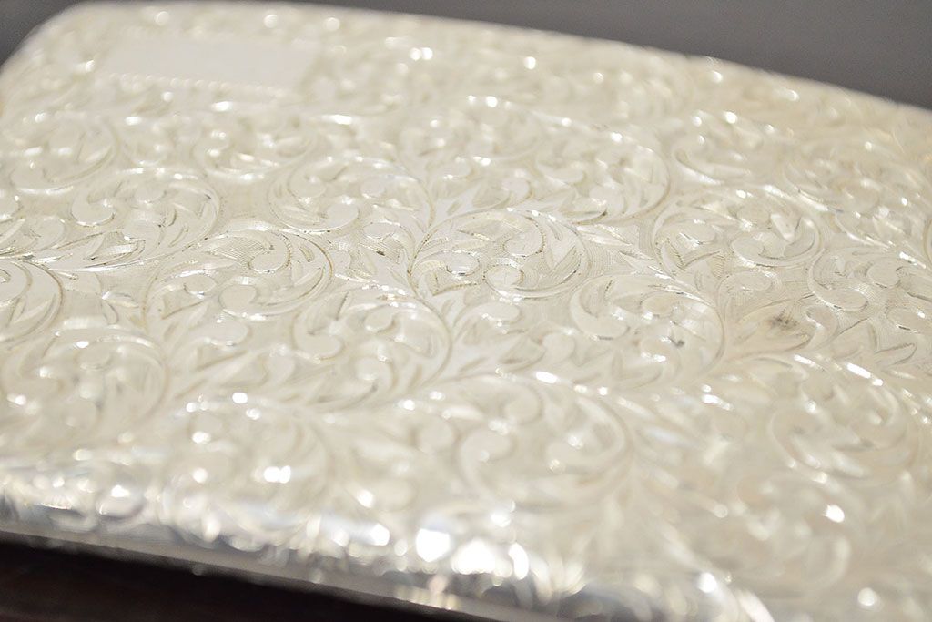 アンティーク　スターリングシルバー950　シガレットケース2点(唐草、彫金)(R-046815)