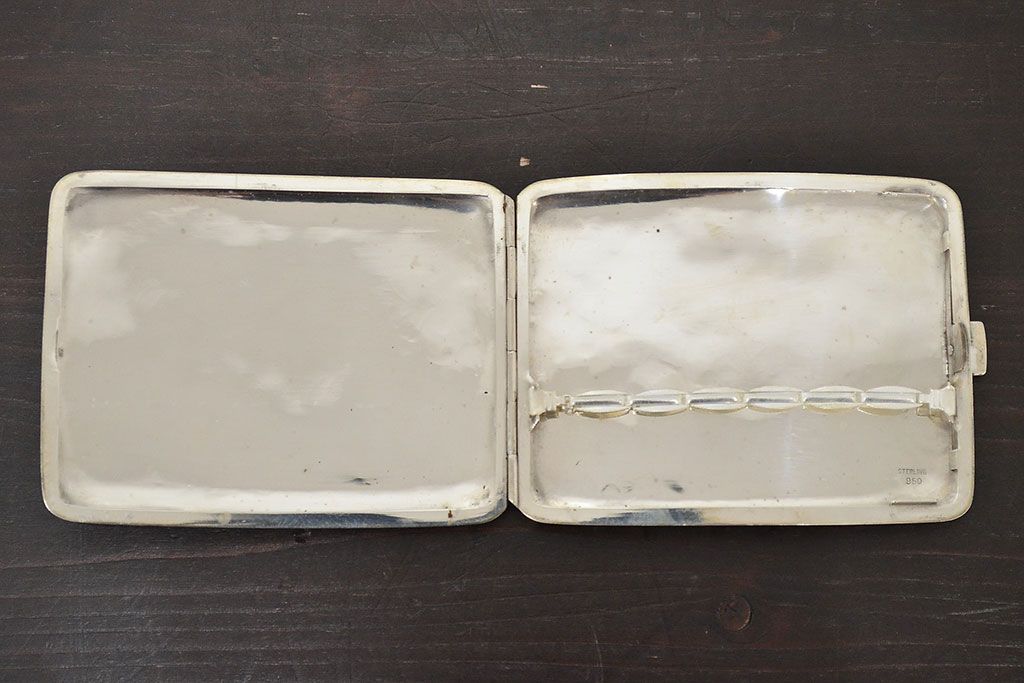 アンティーク　スターリングシルバー950　シガレットケース2点(唐草、彫金)(R-046815)