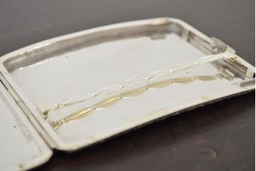 アンティーク　スターリングシルバー950　シガレットケース2点(唐草、彫金)(R-046815)
