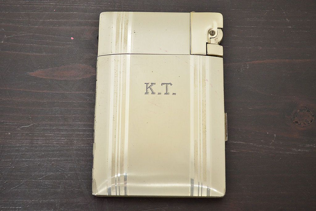 アンティーク　スターリング　エルジン　シガレットケース　ライター　共箱(シルバー、重量185g)(R-046818)