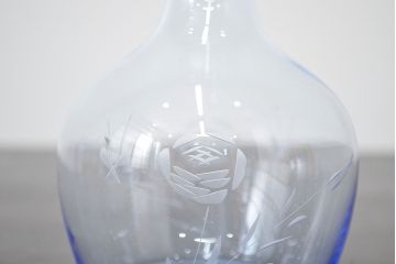 昭和レトロ　花柄　切子　水注(水次、グラス、コップ)(R-046820)