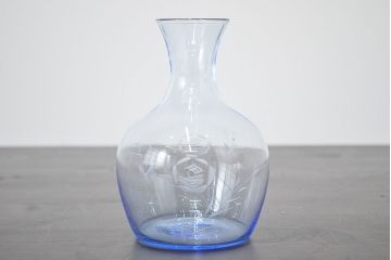 昭和レトロ　花柄　切子　水注(水次、グラス、コップ)(R-046820)