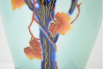 安藤七宝店造　七宝青磁釉柑橘文花瓶(純銀縁)(R-046828)