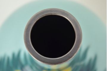 安藤七宝店造　七宝青磁釉柑橘文花瓶(純銀縁)(R-046828)