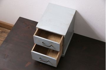 アンティーク家具　昭和初期　ペイント　シャビーな風合いがおしゃれな小引き出し(小物収納)(R-046834)