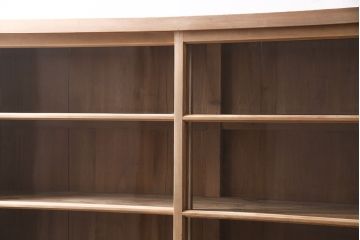 アンティーク家具　大正昭和初期　ストリップド(剥離)　ヒノキ材　素朴な味わいが魅力の重ねガラス戸棚(キャビネット、収納棚、食器棚)(R-046835)