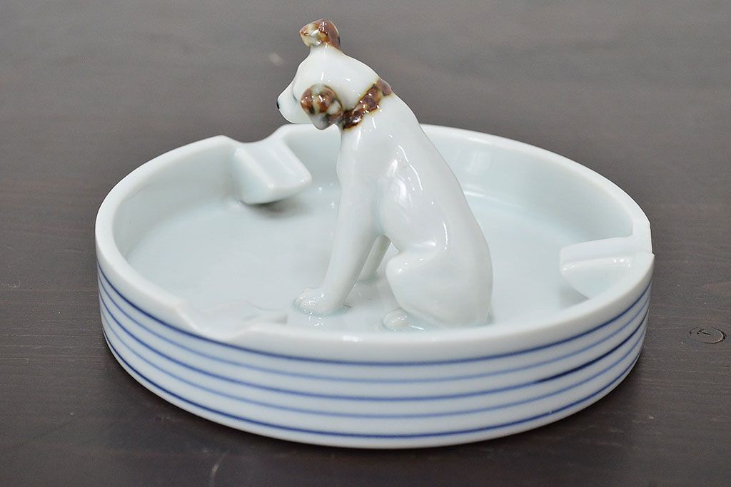 昭和レトロ　古いビクターニッパー犬2点　灰皿1点(Victor、日本音響精器株式会社)(R-046840)