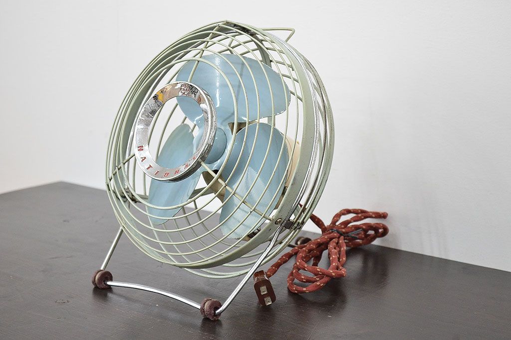 NATIONAL レトロ扇風機 青色ファン　３枚羽 National 30GA 扇風機 30cm 3枚羽根 水色 ELECTRIC FAN レトロ