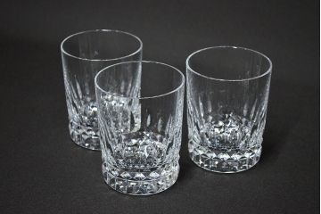 フランス　バカラ　Baccarat　ロックグラス　ピカデリー　3客セット(フルレッドクリスタルガラス)(R-046843)