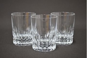 フランス　バカラ　Baccarat　ロックグラス　ピカデリー　3客セット(フルレッドクリスタルガラス)(R-046843)