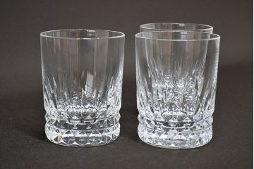 フランス　バカラ　Baccarat　ロックグラス　ピカデリー　3客セット(フルレッドクリスタルガラス)(R-046843)