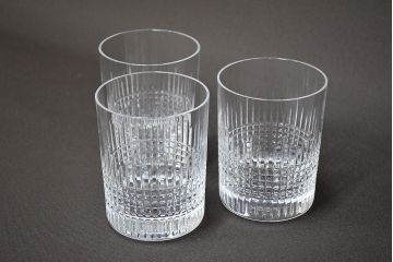 フランス　バカラ　Baccarat　ナンシー　ロックグラス　3客セット(フルレッドクリスタルガラス)(R-046844)