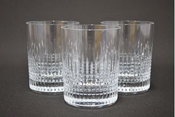 フランス　バカラ　Baccarat　ナンシー　ロックグラス　3客セット(フルレッドクリスタルガラス)(R-046844)
