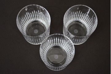 フランス　バカラ　Baccarat　ナンシー　ロックグラス　3客セット(フルレッドクリスタルガラス)(R-046844)