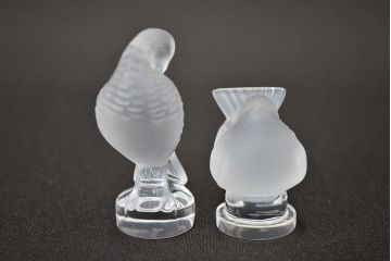 ラリック　鳥置物2点(クリスタル、オブジェ、LALIQUE)(R-046858)