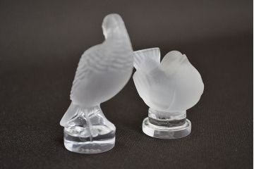 ラリック　鳥置物2点(クリスタル、オブジェ、LALIQUE)(R-046858)