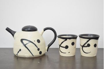 大貫博之　急須・湯呑セット(笠間焼、作家物)(R-046859)