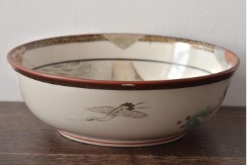 明治期　九谷焼　色絵皿　武者絵　深皿(和食器、鉢)(R-046861)