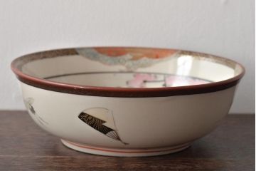 明治期　九谷焼　色絵皿　武者絵　深皿(和食器、鉢)(R-046861)
