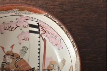 明治期　九谷焼　色絵皿　武者絵　深皿(和食器、鉢)(R-046861)