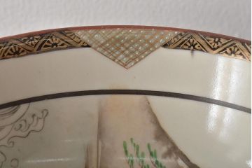 明治期　九谷焼　色絵皿　武者絵　深皿(和食器、鉢)(R-046861)