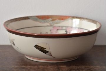 明治期　九谷焼　色絵皿　武者絵　深皿(和食器、鉢)(R-046861)