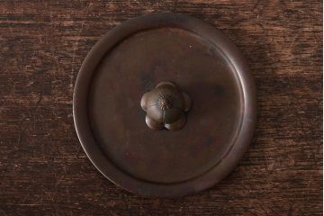 古い鉄瓶　銅蓋　銀象嵌取っ手　松と梅(茶道具)(R-046870)