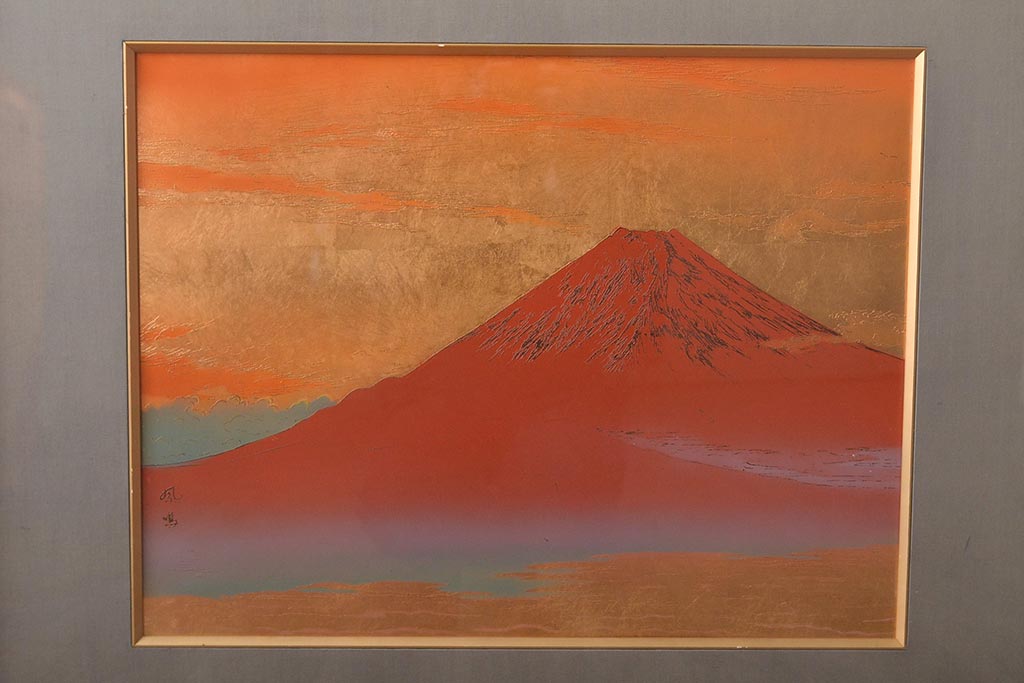 宮越鳳鳴 赤富士 加賀 金箔 漆絵 絵画 縁起物 公式】アンティーク家具ラフジュ工房商品詳細ページ宮越鳳鳴作