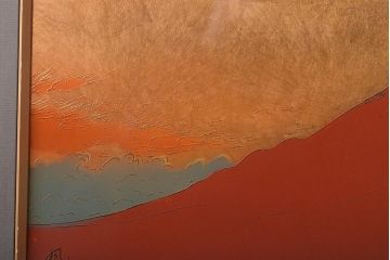 宮越鳳鳴作　赤富士　加賀金箔七宝工芸彫(R-046872)